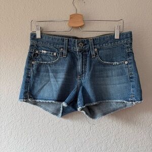AG Adriano Goldschmied the Bonnie Relaxed Blue Denim Cutoff Shorts
